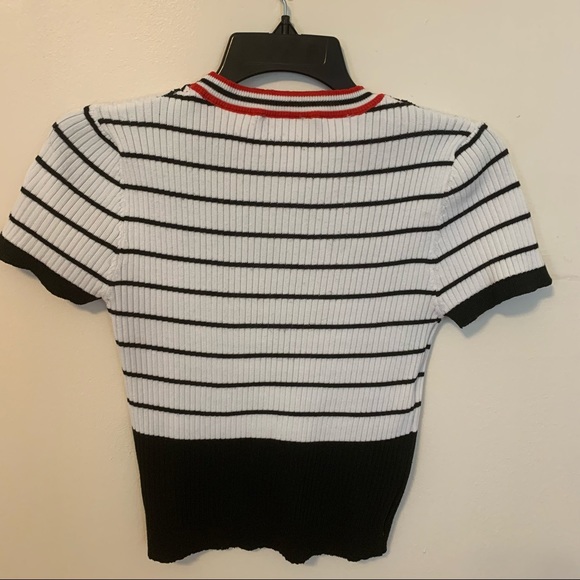 Women’s sweater white/black/ crop top short sleeve - Picture 3 of 4